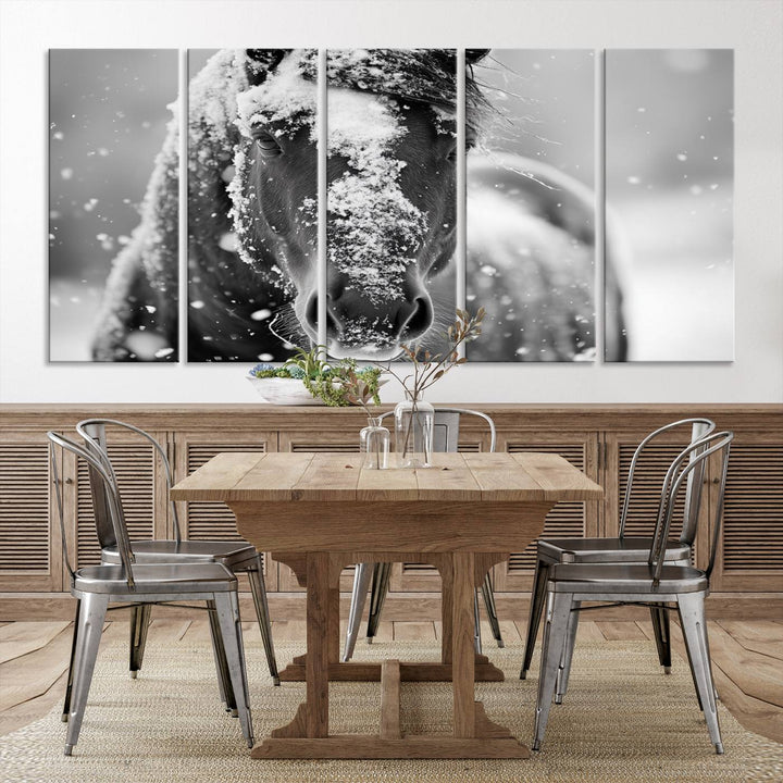 Winter Horse Snow Wall Art Canvas Print