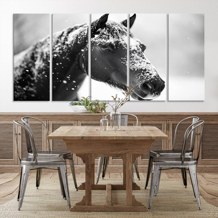 Winter Horse Snow Wall Art Canvas Print