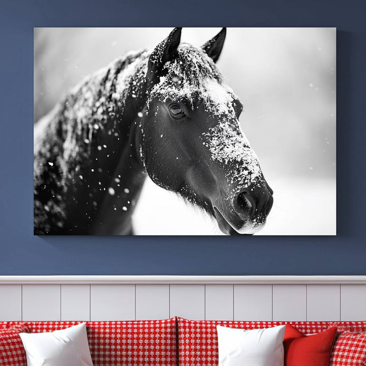 Winter Horse Snow Wall Art Canvas Print