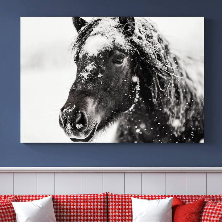 Winter Horse Snow Wall Art Canvas Print