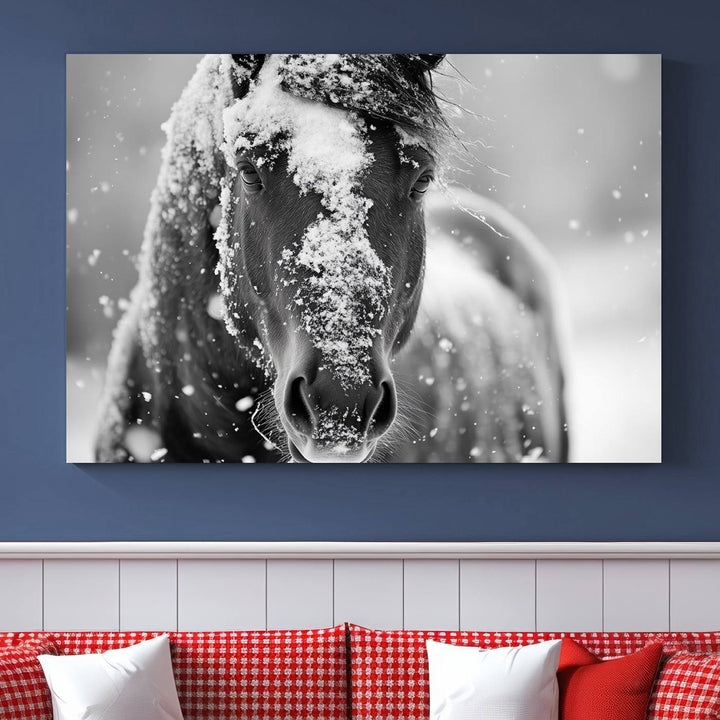 Winter Horse Snow Wall Art Canvas Print