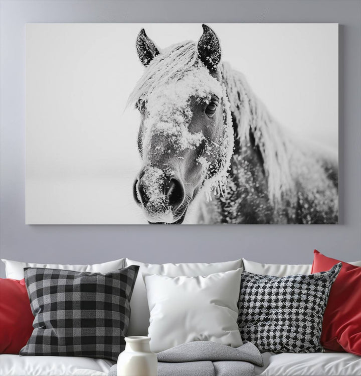 Winter Horse Snow Wall Art Canvas Print