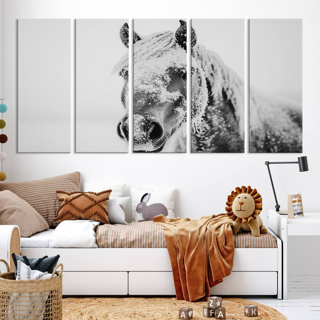 Winter Horse Snow Wall Art Canvas Print