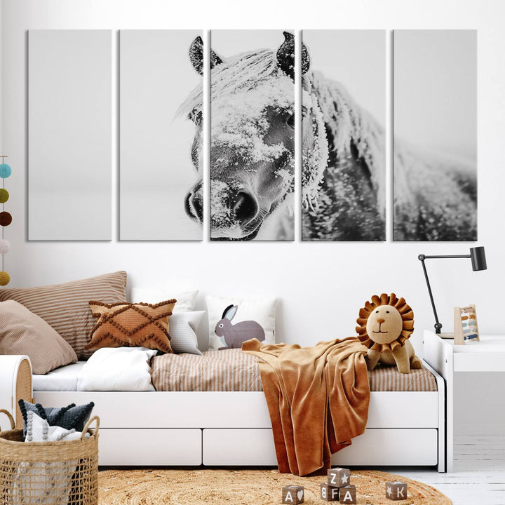 Winter Horse Snow Wall Art Canvas Print