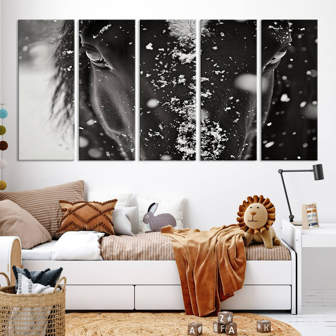 Winter Horse Snow Wall Art Canvas Print