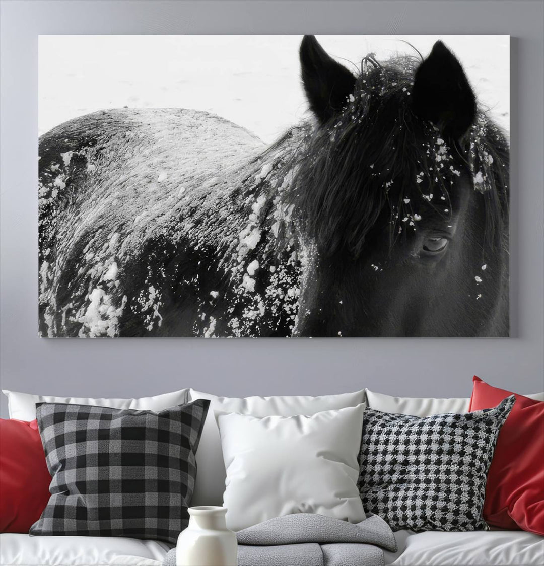 Winter Horse Snow Wall Art Canvas Print