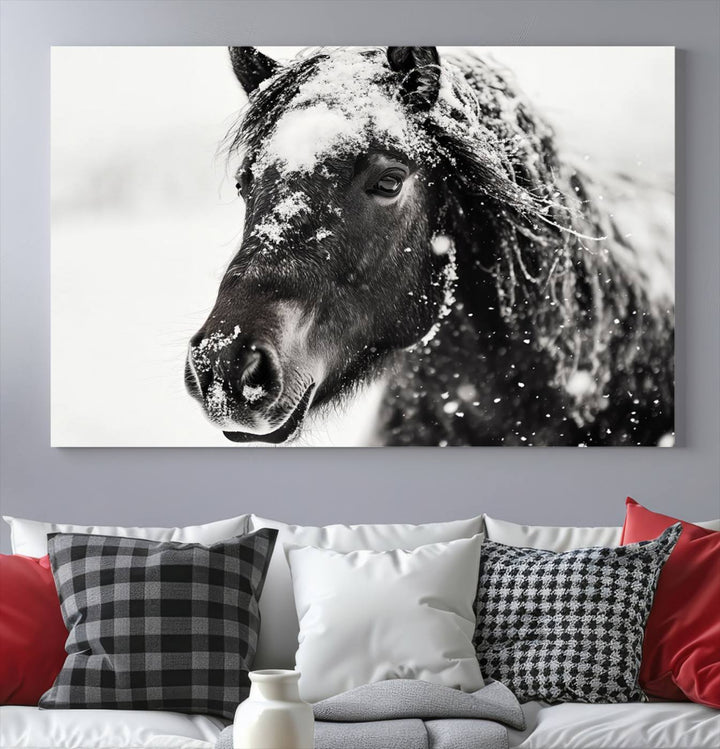 Winter Horse Snow Wall Art Canvas Print