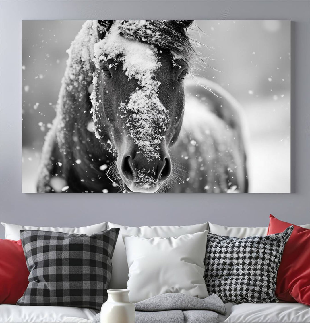 Winter Horse Snow Wall Art Canvas Print