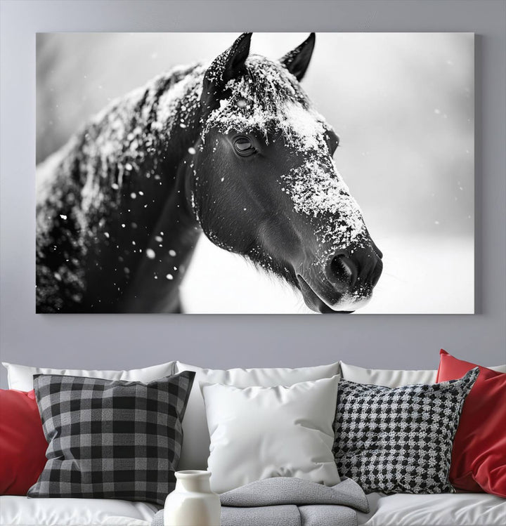 Winter Horse Snow Wall Art Canvas Print