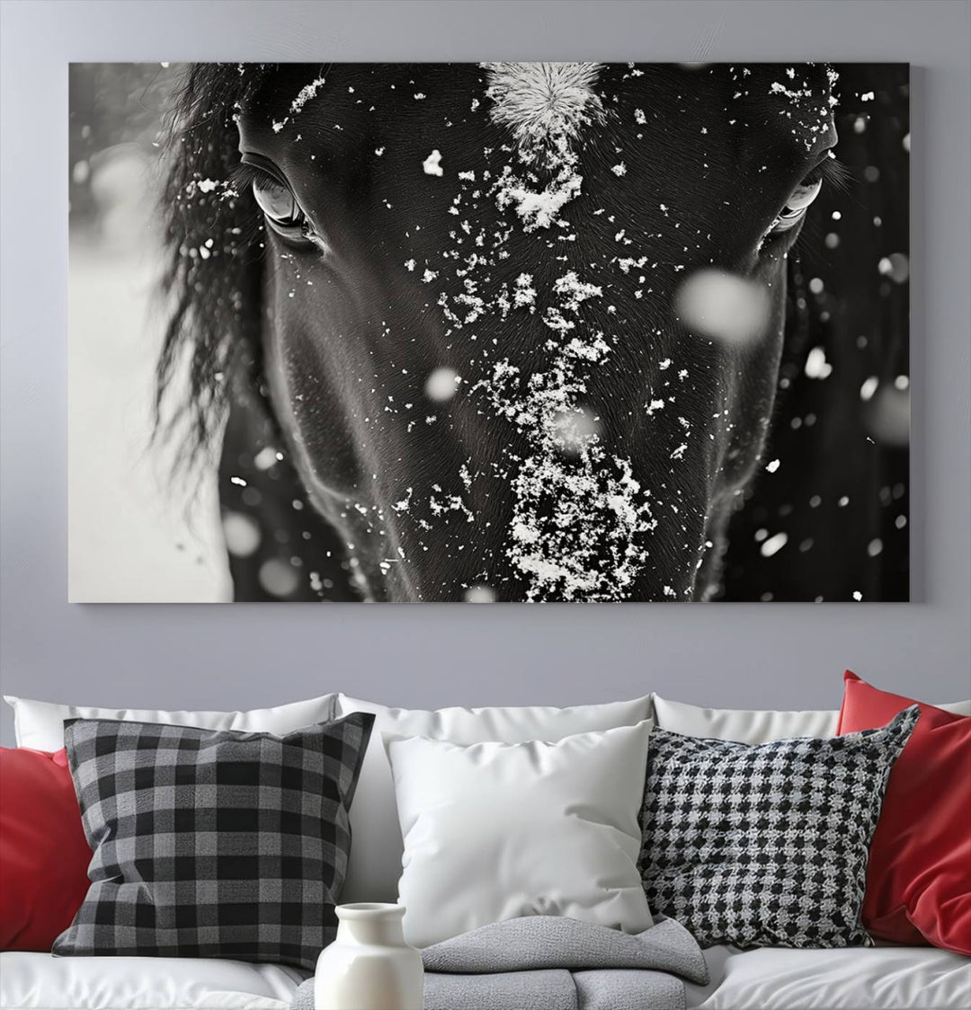 Winter Horse Snow Wall Art Canvas Print