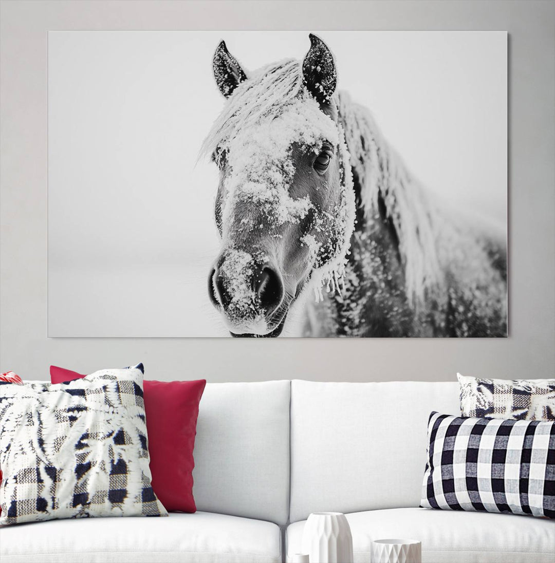 Winter Horse Snow Wall Art Canvas Print