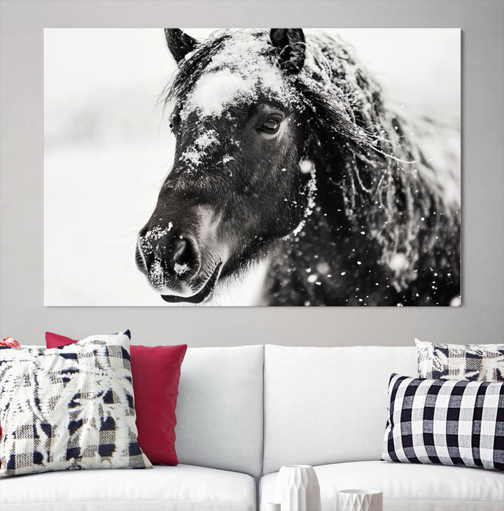 Winter Horse Snow Wall Art Canvas Print