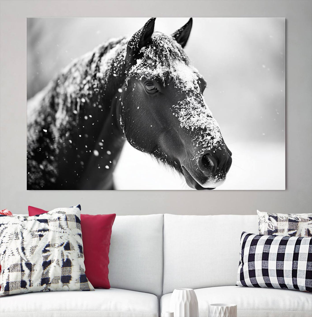 Winter Horse Snow Wall Art Canvas Print