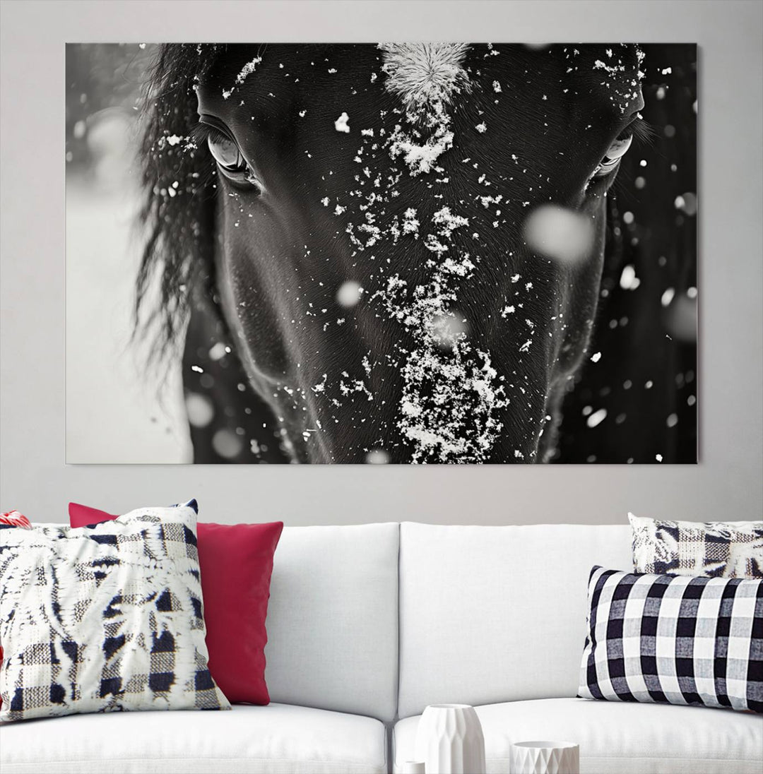 Winter Horse Snow Wall Art Canvas Print