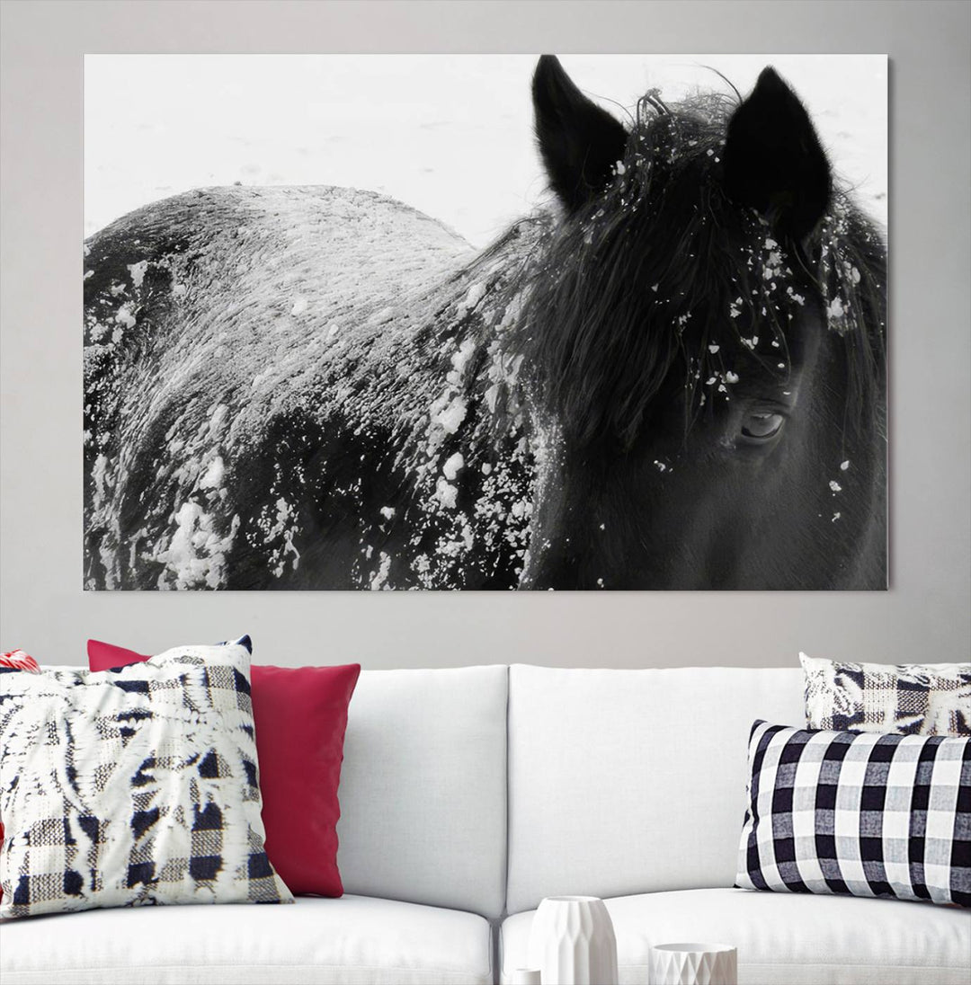 Winter Horse Snow Wall Art Canvas Print