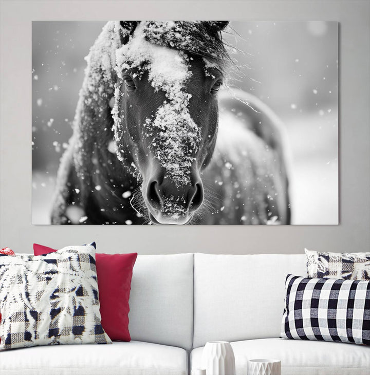 Winter Horse Snow Wall Art Canvas Print