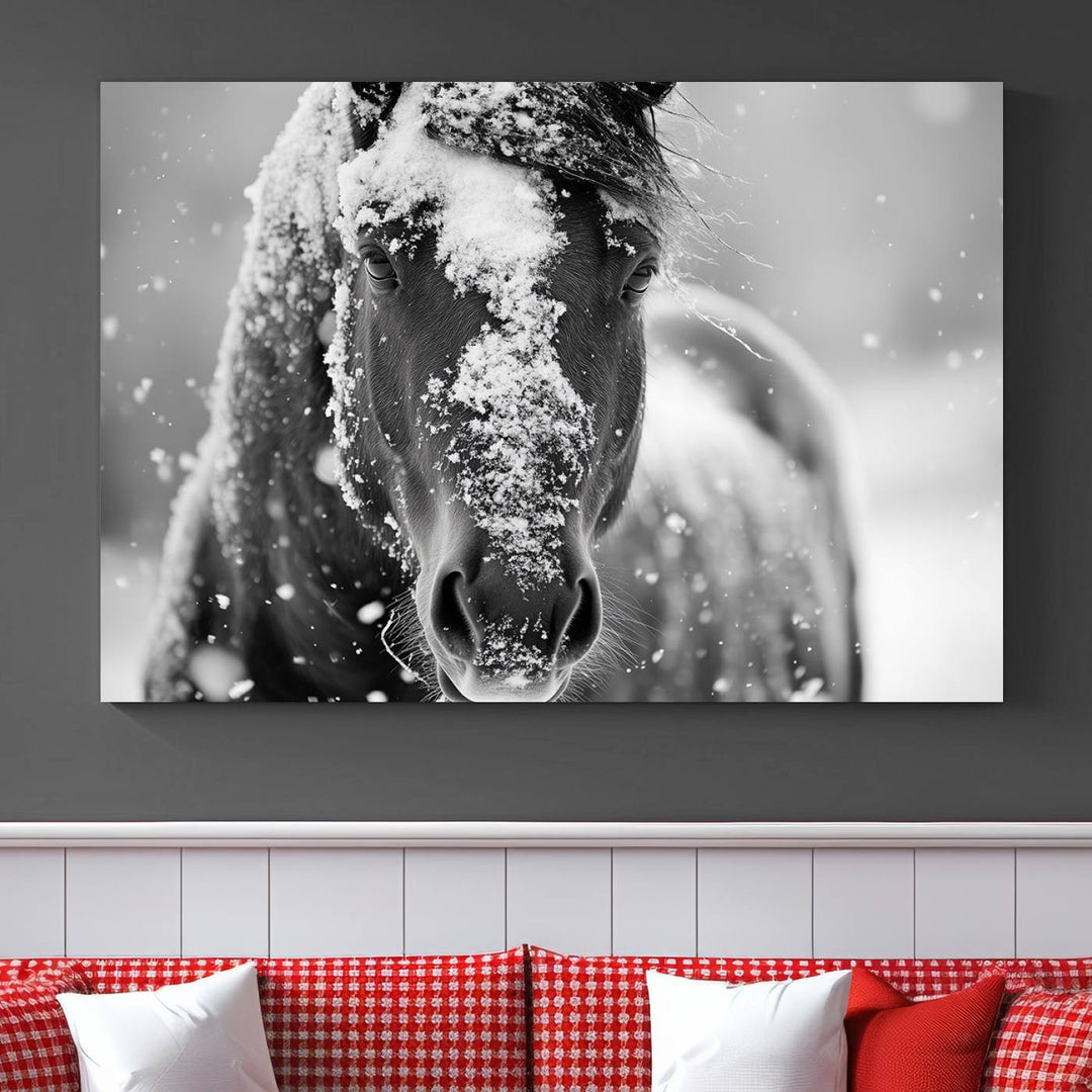 Winter Horse Snow Wall Art Canvas Print