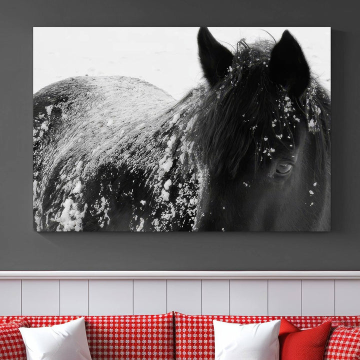 Winter Horse Snow Wall Art Canvas Print