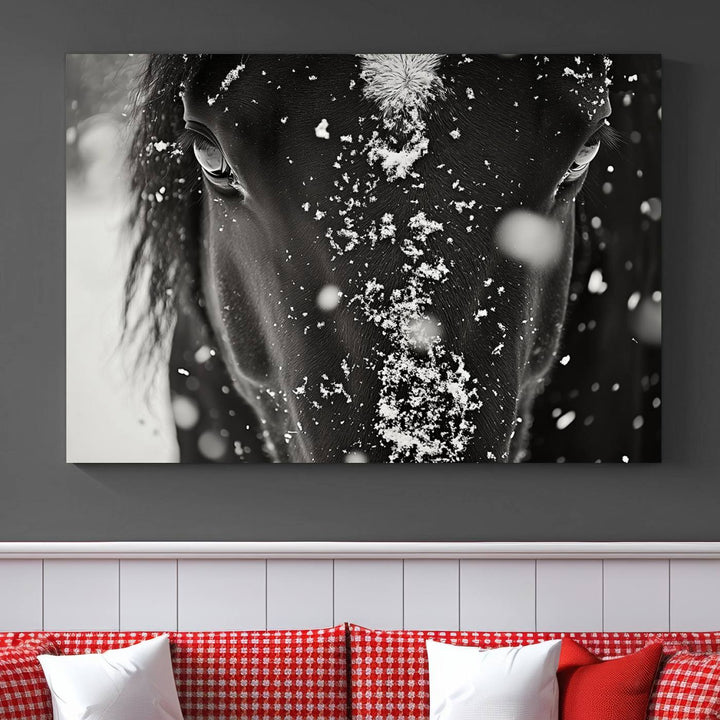 Winter Horse Snow Wall Art Canvas Print