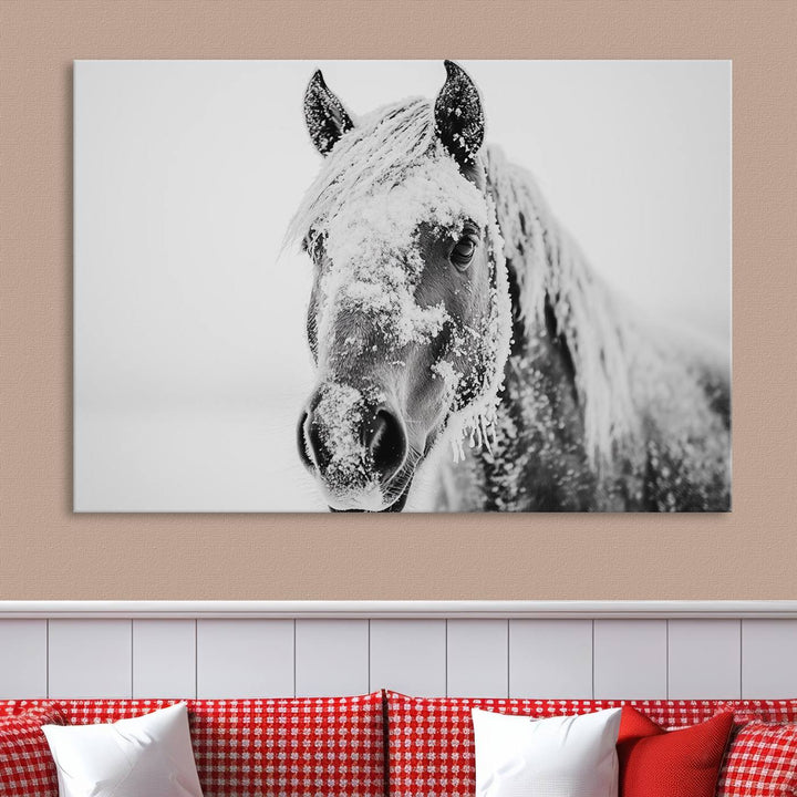 Winter Horse Snow Wall Art Canvas Print