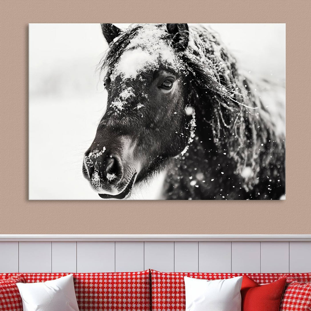 Winter Horse Snow Wall Art Canvas Print