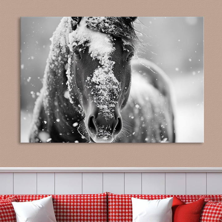 Winter Horse Snow Wall Art Canvas Print