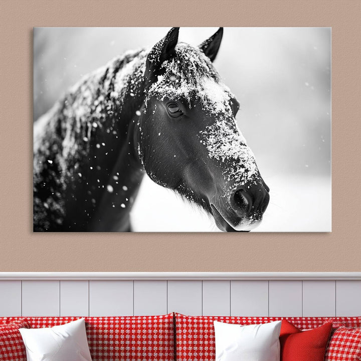 Winter Horse Snow Wall Art Canvas Print