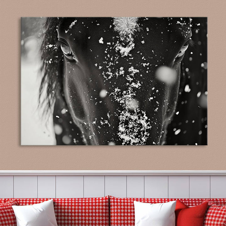 Winter Horse Snow Wall Art Canvas Print