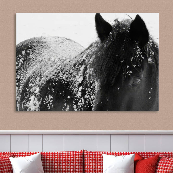 Winter Horse Snow Wall Art Canvas Print