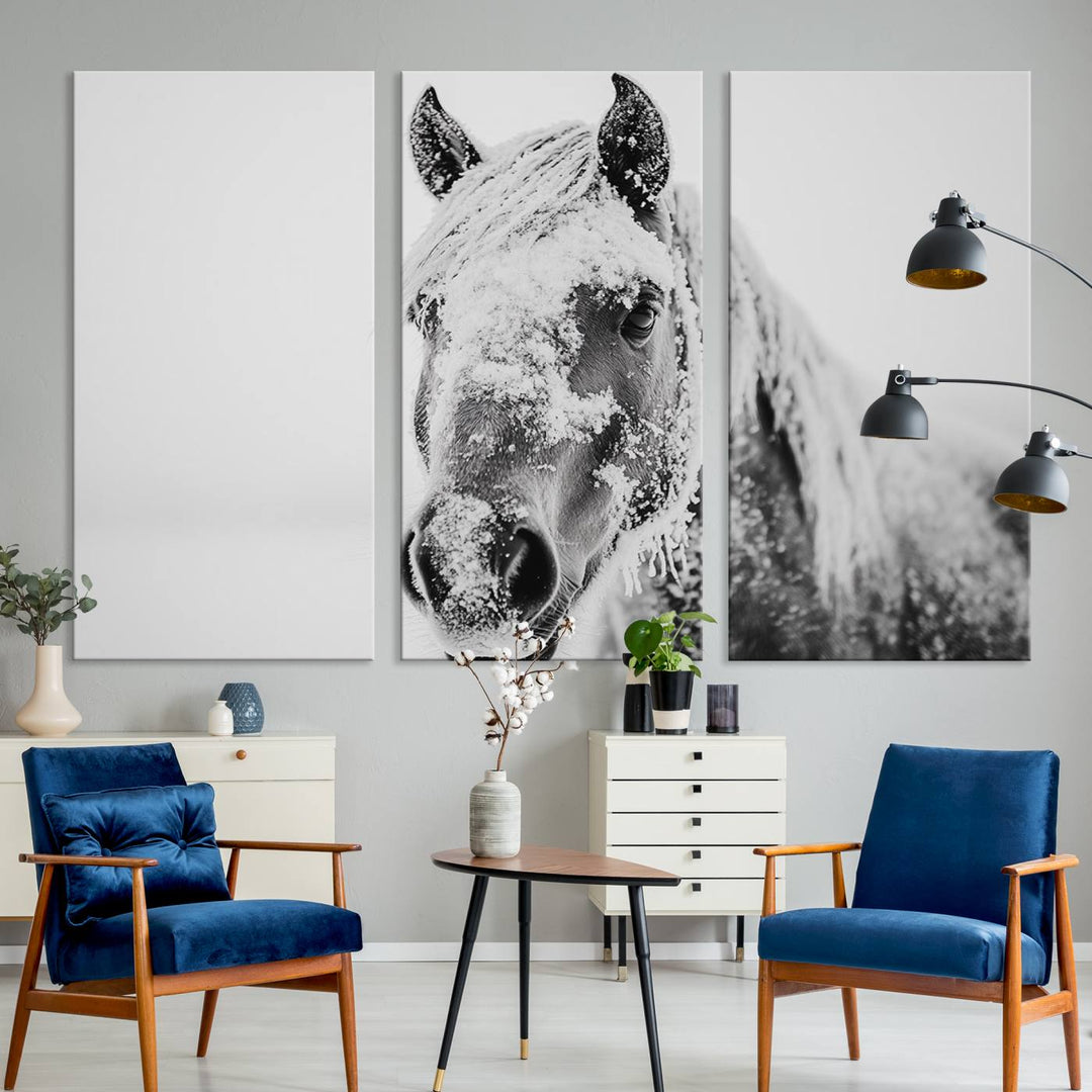 Winter Horse Snow Wall Art Canvas Print