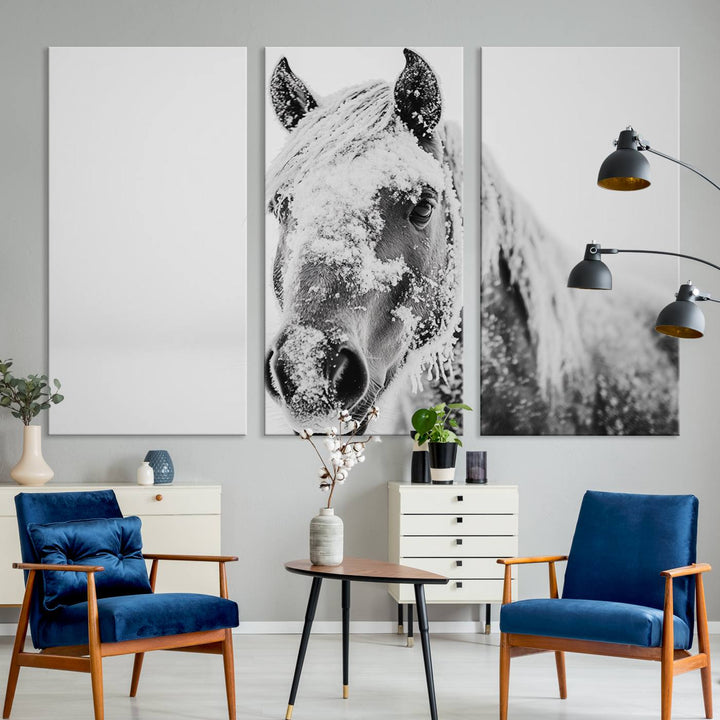 Winter Horse Snow Wall Art Canvas Print