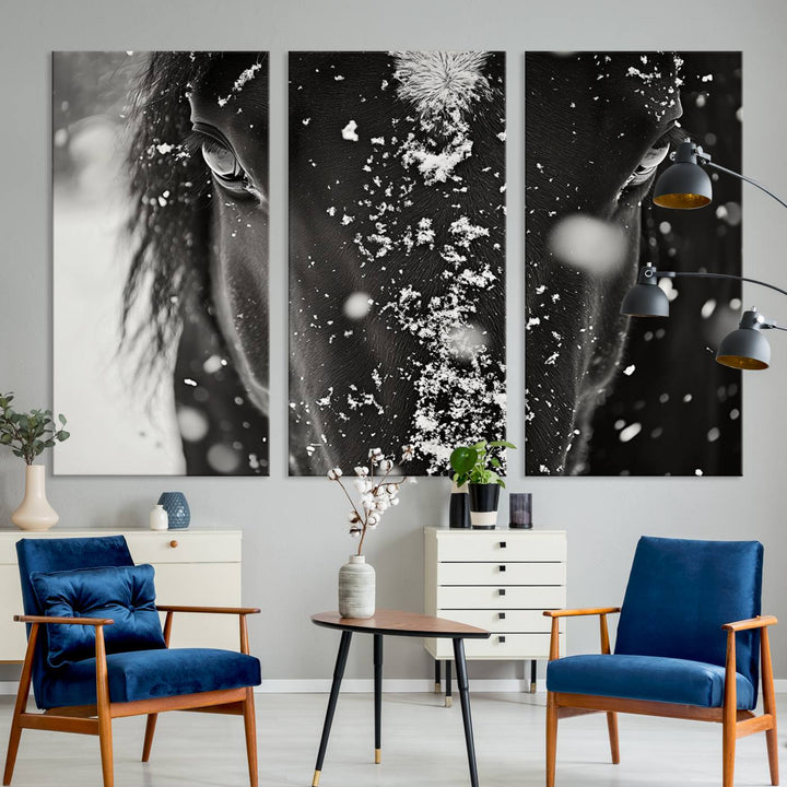 Winter Horse Snow Wall Art Canvas Print