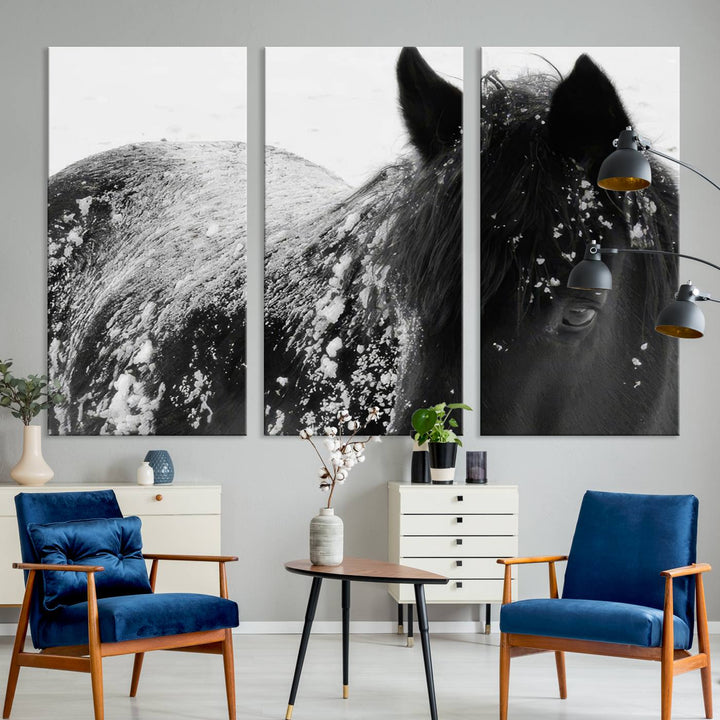 Winter Horse Snow Wall Art Canvas Print