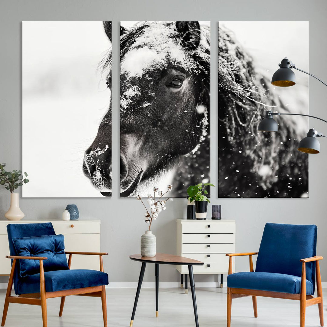 Winter Horse Snow Wall Art Canvas Print