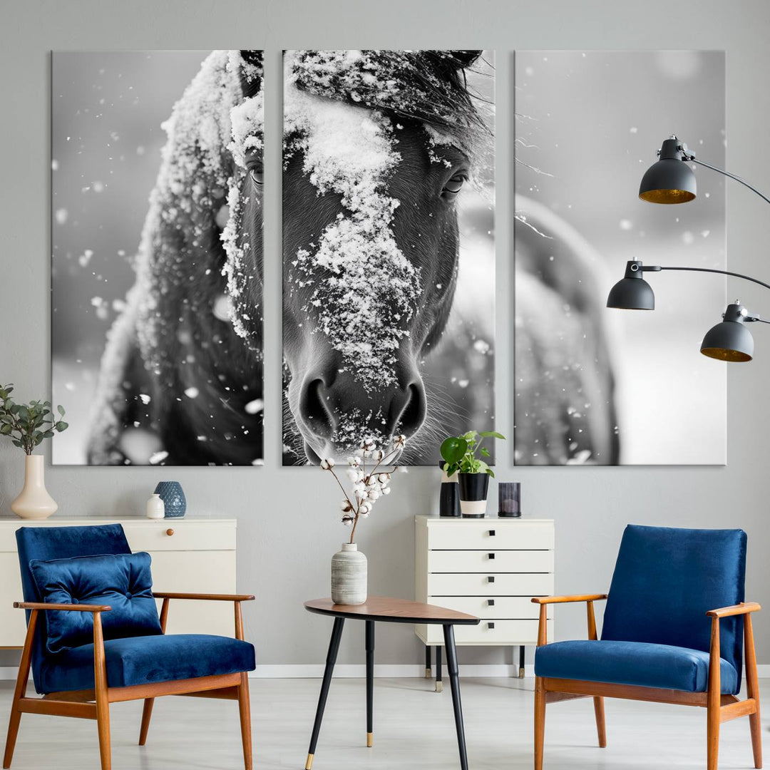 Winter Horse Snow Wall Art Canvas Print