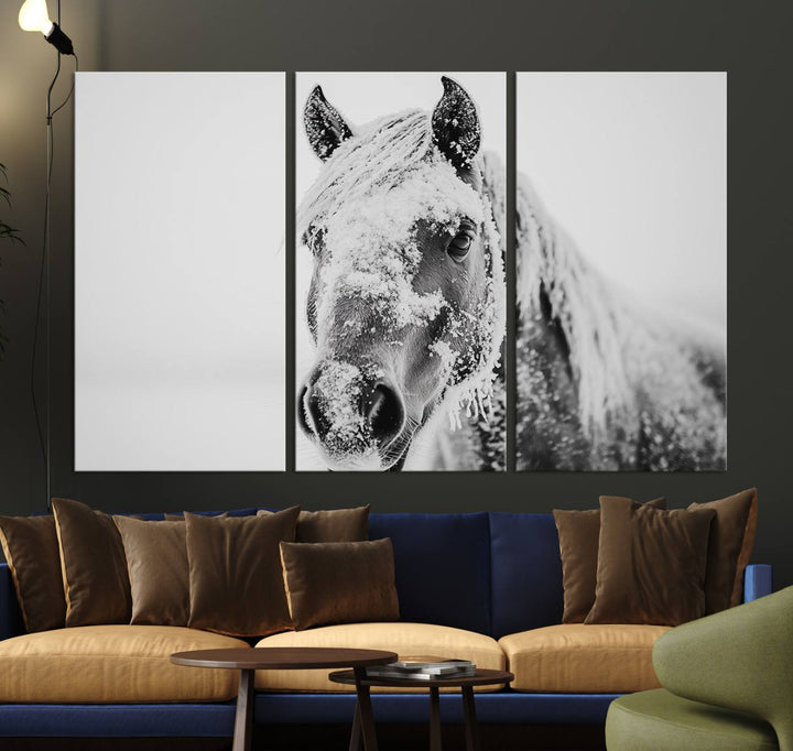 Winter Horse Snow Wall Art Canvas Print