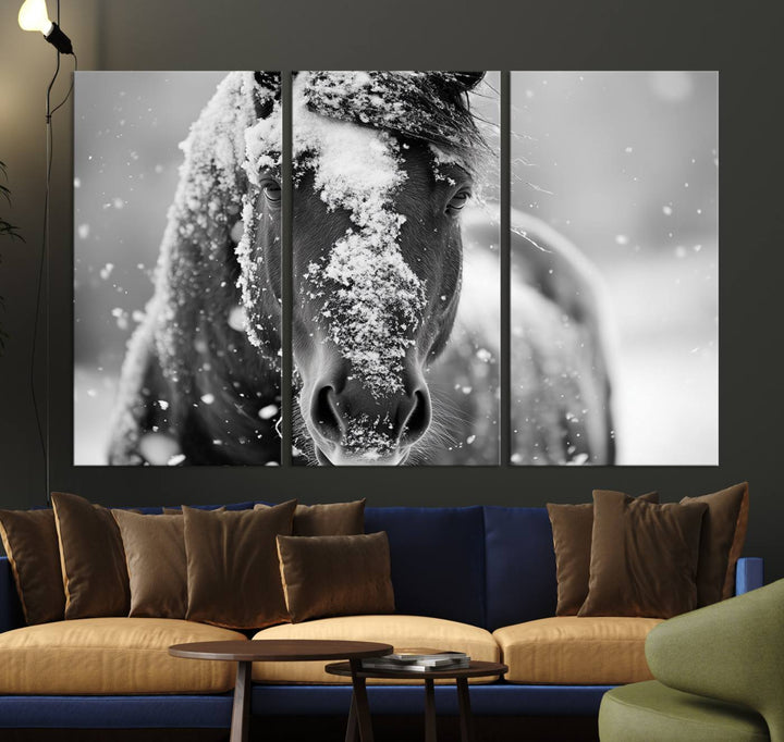 Winter Horse Snow Wall Art Canvas Print