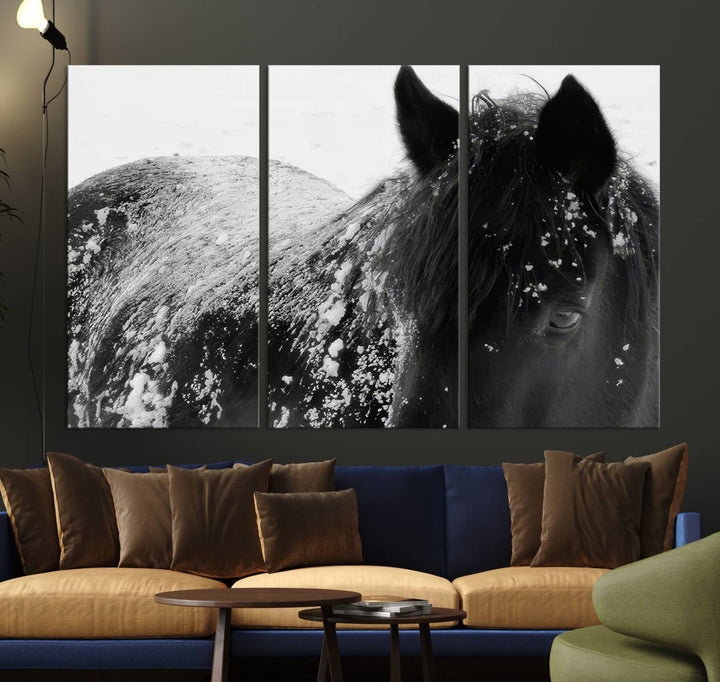 Winter Horse Snow Wall Art Canvas Print