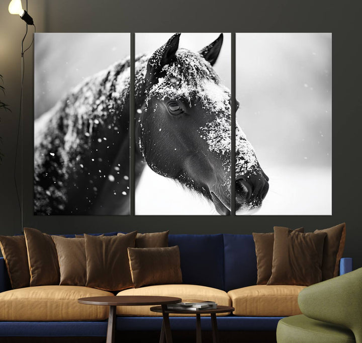 Winter Horse Snow Wall Art Canvas Print