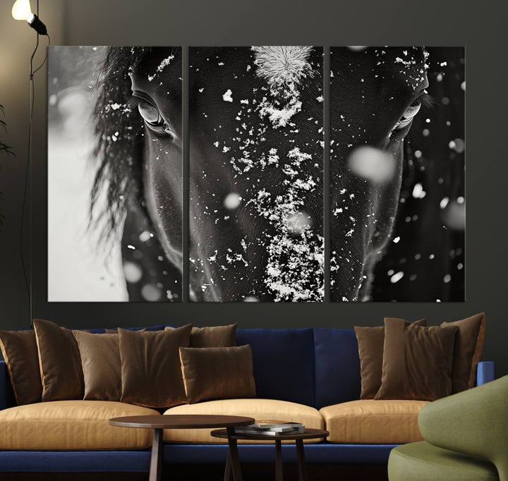 Winter Horse Snow Wall Art Canvas Print