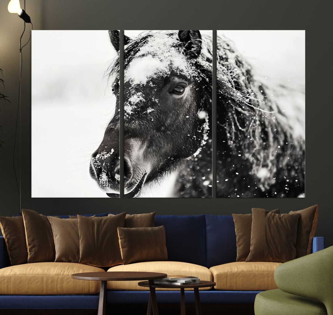 Winter Horse Snow Wall Art Canvas Print