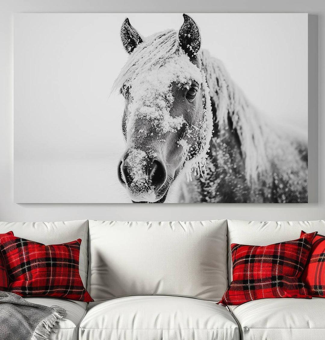 Winter Horse Snow Wall Art Canvas Print