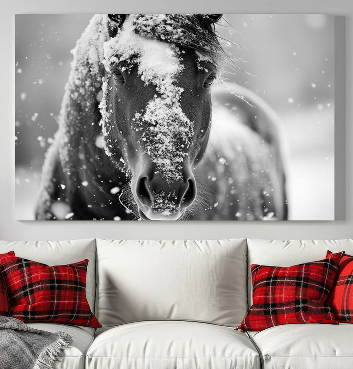 Winter Horse Snow Wall Art Canvas Print