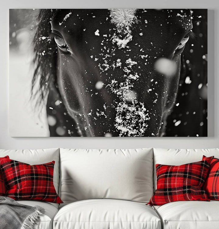 Winter Horse Snow Wall Art Canvas Print