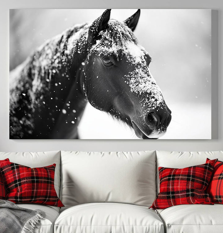 Winter Horse Snow Wall Art Canvas Print