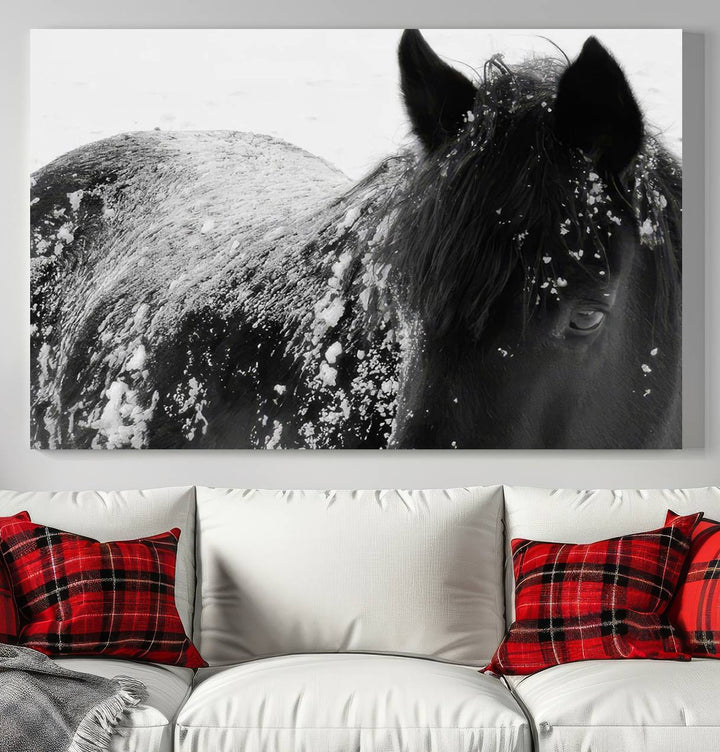 Winter Horse Snow Wall Art Canvas Print