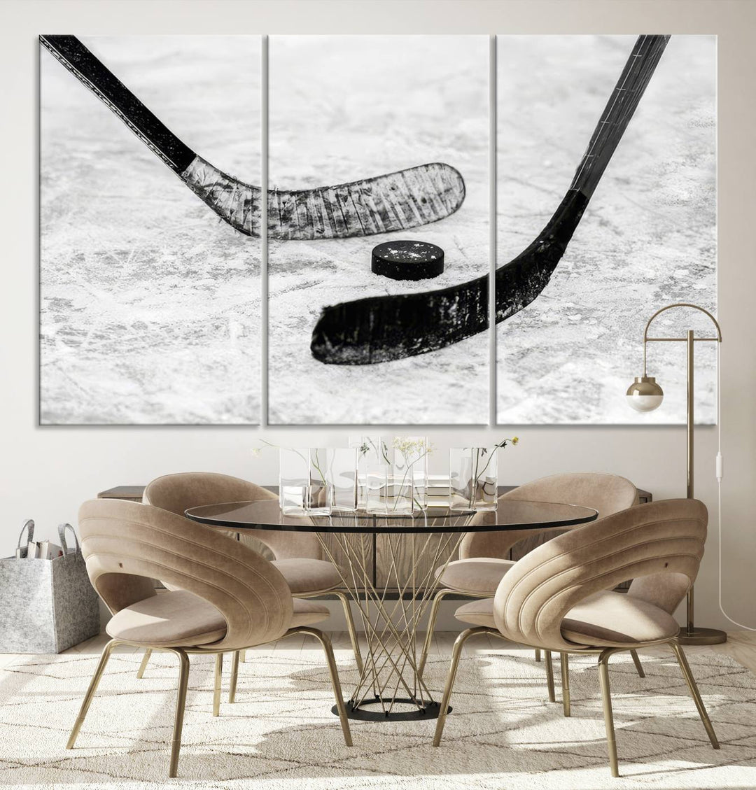 Winter Ice Hockey Wall Art Sport Canvas Print Hockey Fan Gift Framed Ready to Hang