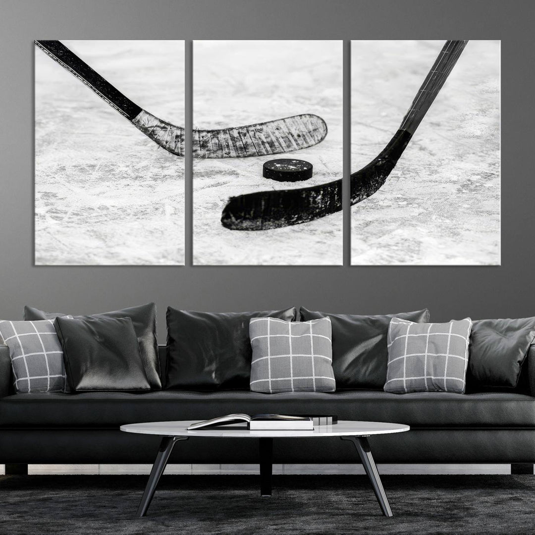 Winter Ice Hockey Wall Art Sport Canvas Print Hockey Fan Gift Framed Ready to Hang