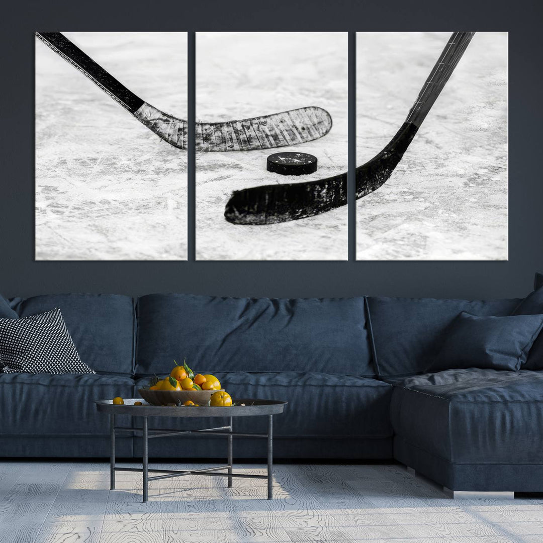 Winter Ice Hockey Wall Art Sport Canvas Print Hockey Fan Gift Framed Ready to Hang