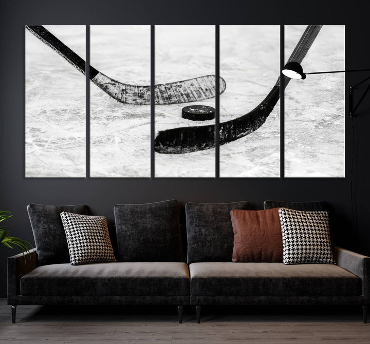 Winter Ice Hockey Wall Art Sport Canvas Print Hockey Fan Gift Framed Ready to Hang